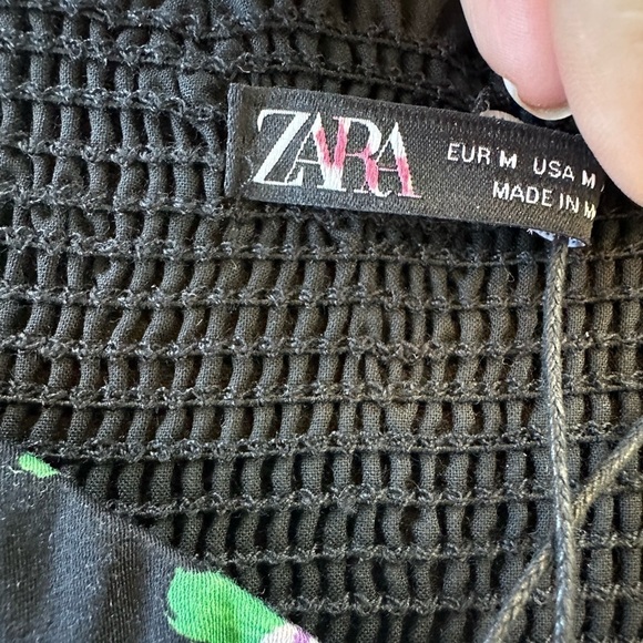 NWT Zara Floral Print Puff Sleeve Crop Top - Picture 10 of 12